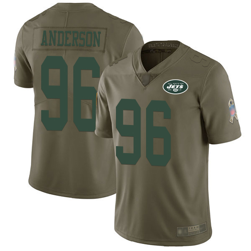 New York Jets Limited Olive Youth Henry Anderson Jersey NFL Football #96 2017 Salute to Service->new york jets->NFL Jersey